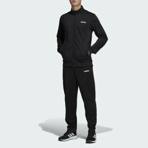 adidas Mens Back to Basic Black 2 piece Tracksuit Track Jacket and Pants set - Picture 1 of 10